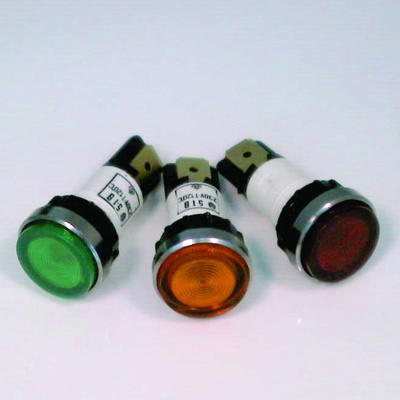 Amber 12.5mm Diameter 240V Neon N96 Chrome Indicator
